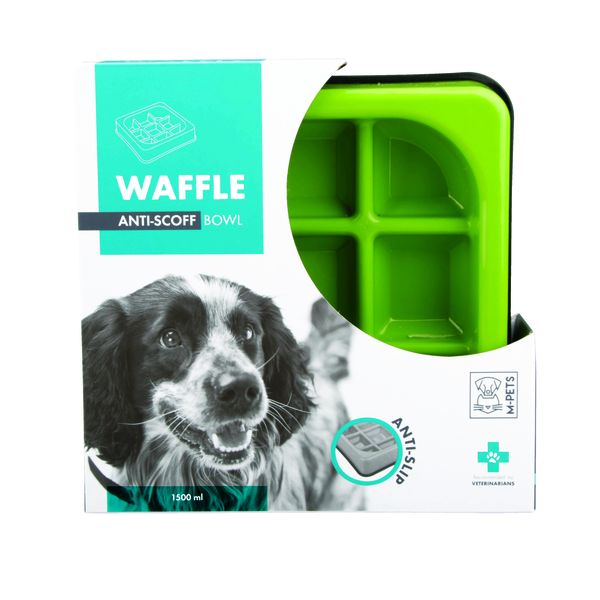 M-Pets Anti-Scoff Waffle Dog Bowl - Green