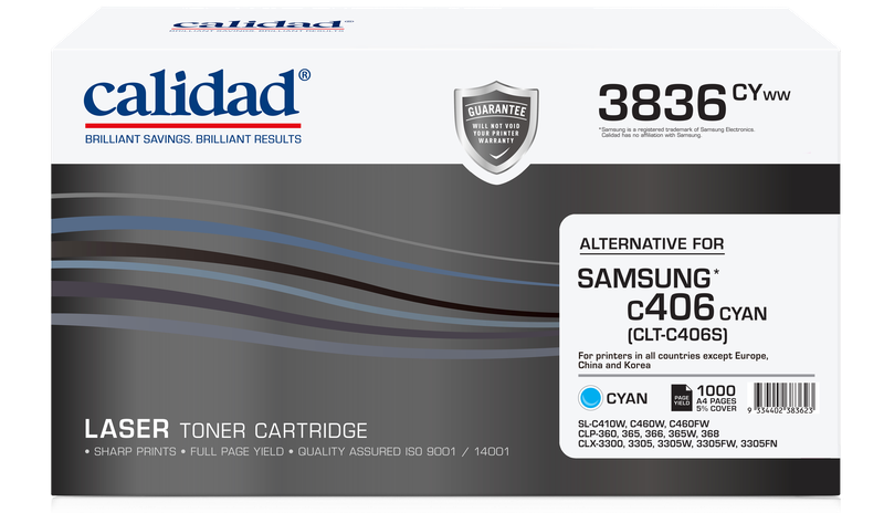 Calidad 3836-CYWW Cyan Toner Alternative For Samsung C406S