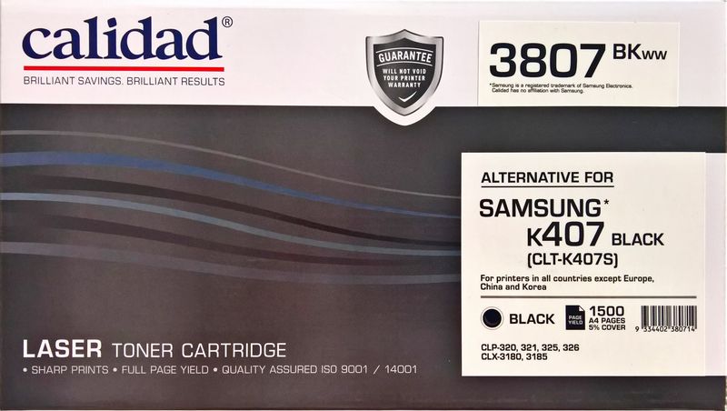 Calidad 3807-BKWW Black Toner Alternative For Samsung K407