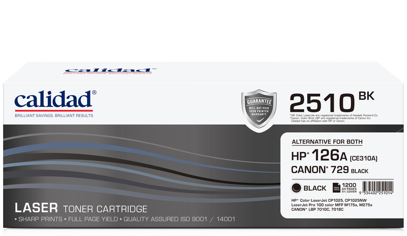 Calidad 2510-BK Black Toner Alternative For HP 126A, Canon 729