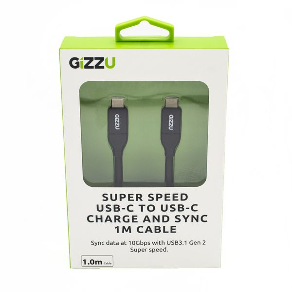 Gizzu USB3.1 C To USB-C 1m Cable - Black
