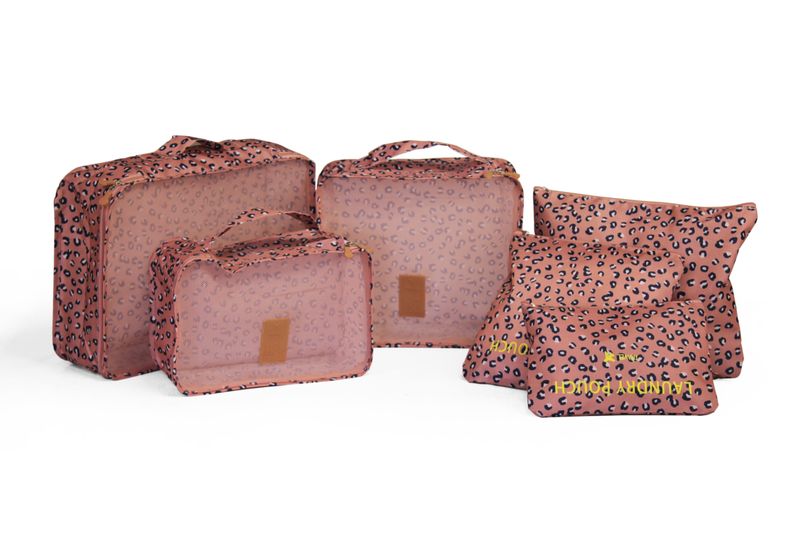 Sidekick Travel Organiser 6 Piece Set - Pink Leopard