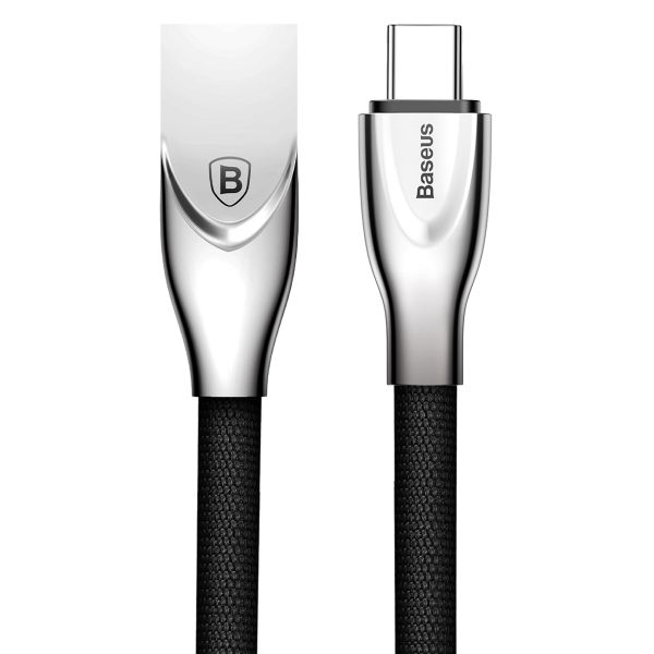Baseus 1m - 2A Zinc USB Type-A 2.0 to Type-C Cable - Black &amp; Silver