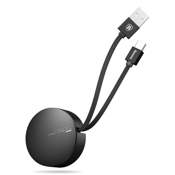 Baseus 0.9m - 2A New Era Retractable USB Type-A 2.0 to Type-C Cable - Black