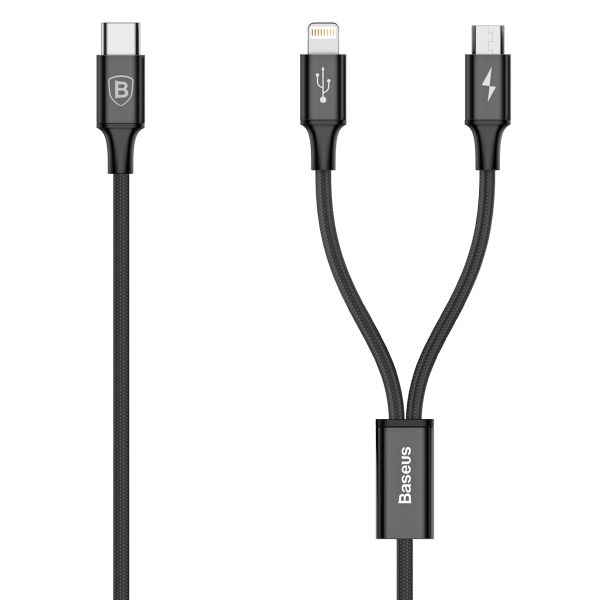 Baseus 1.2m - 3A 2in1 Rapid Series USB Type-C to Lightning/Micro Cable
