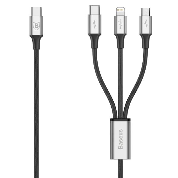Baseus 1.2m - 3A 3in1 Rapid Series USB Type-C to Type-C/Micro/Lightning