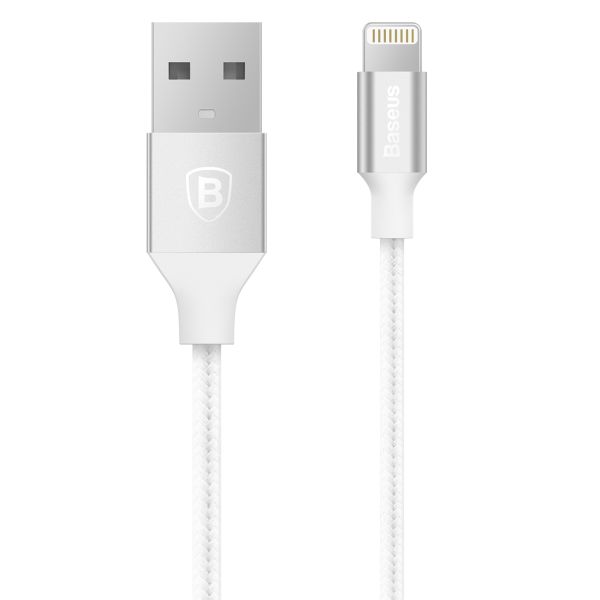 Baseus 1m - 2A Yashine USB Type-A 2.0 to Lightning Cable - White &amp; Silver