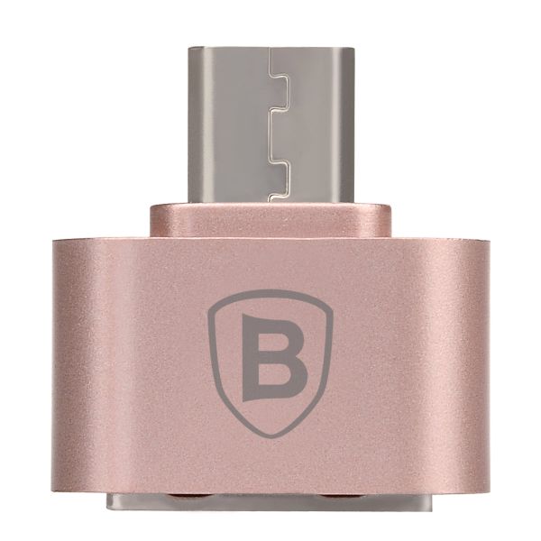 Baseus 2.4A OTG P&amp;P USB Type-A Female to Micro Male Adapter - Rose Gold