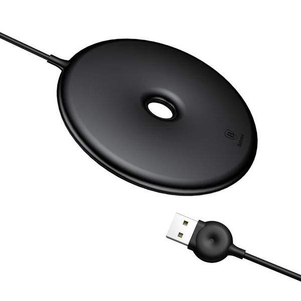 Baseus 10W - 2A Wireless Donut Charger with 1m USB Type-A Cable - Black