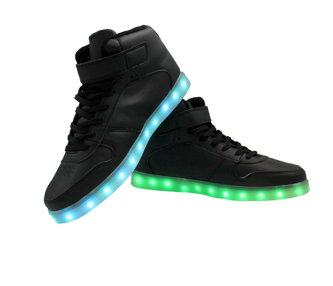 Boys Hi-Top LED Sneakers - Black (Size 