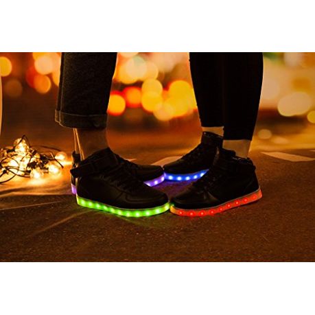 Mens Hi-Top LED Sneakers - Black (Size 