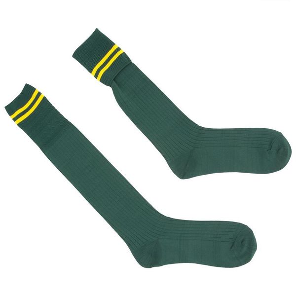 Schoolwear Specialist Long School Socks - Green/Gold (Size: S)