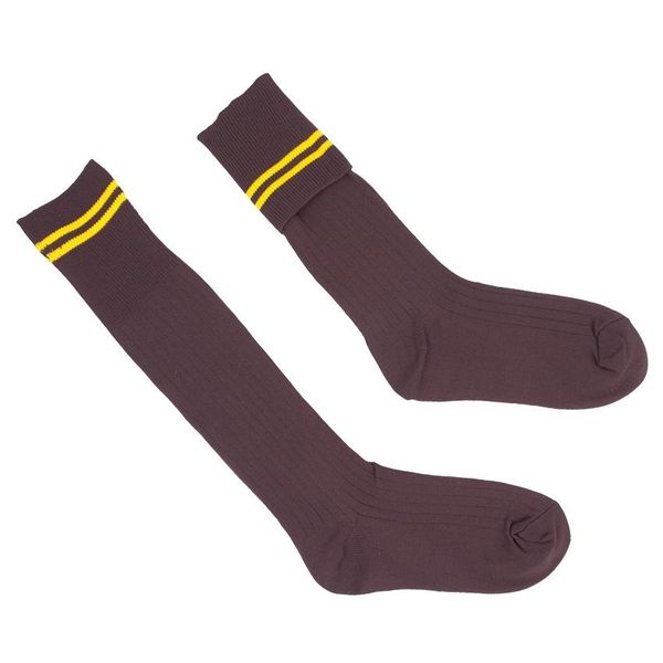 Schoolwear Specialist Long School Socks - Brown/Gold (Size: 4-7)