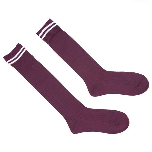 Schoolwear Specialist Long School Socks - Maroon/White (Size: 4-7)