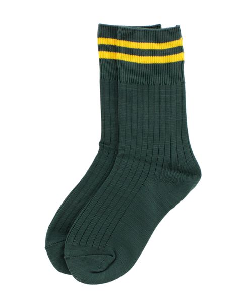 Schoolwear Specialist Anklet School Socks - Bottle Green/Gold (Size: S)