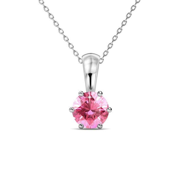 Destiny Pink Tourmaline/October Birthstone Necklace with Swarovski Crystal