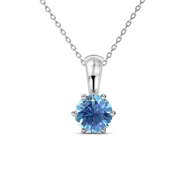 Destiny Blue Topaz/December Birthstone Necklace with Swarovski Crystal