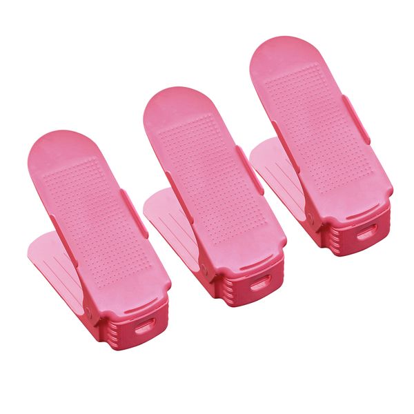 Plastic Shoe Storage Organizer - Pink (Set of 3)