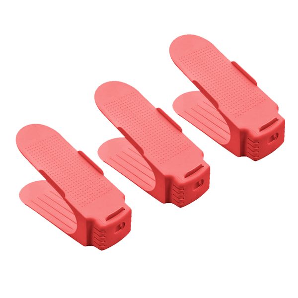 Plastic Shoe Storage Organizer - Red (Set of 3)