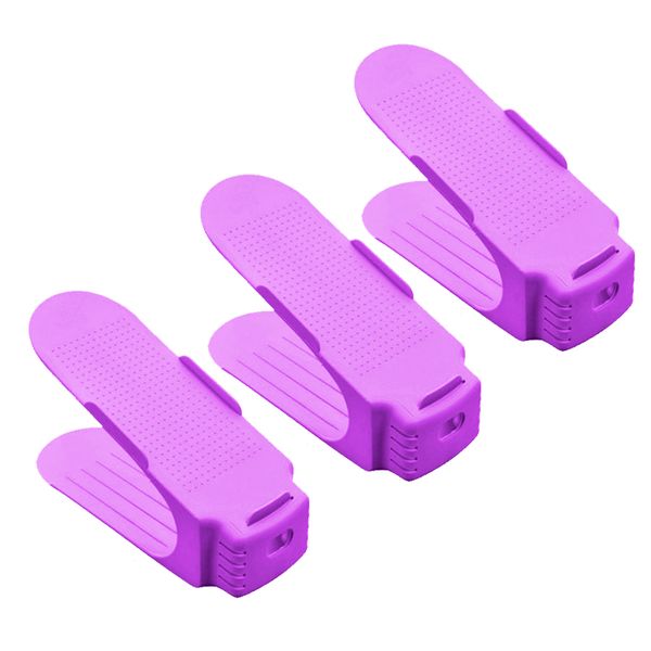 Plastic Shoe Storage Organizer - Purple (Set of 3)