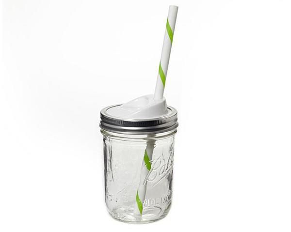 Ball Drinking Jar with Sip &amp; Straw Lid - Wide Mouth