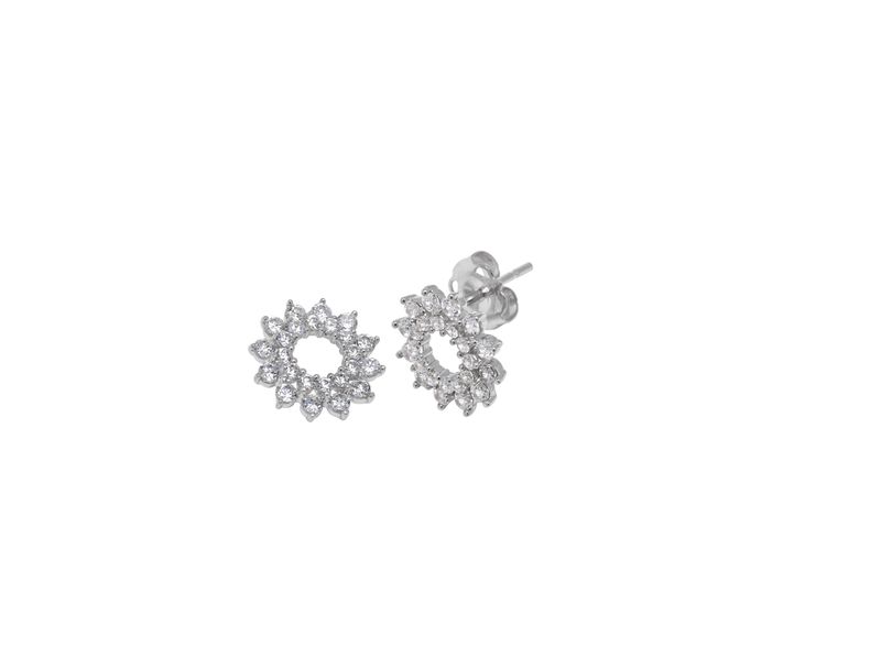 Art Jewellers 9ct 8mm CZ Stud Earrings - White Gold