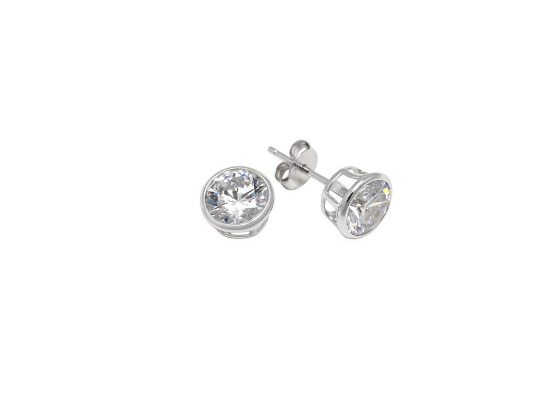 Art Jewellers Tube CZ Stud Earrings - Sterling Silver