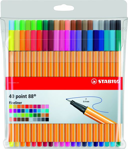 Stabilo Point 88 Fineliner - Wallet of 40 - Assorted Colours