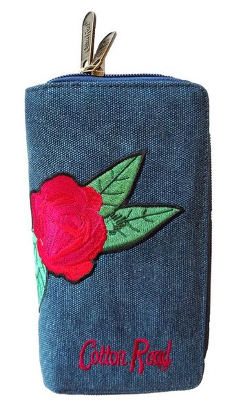 Cotton Road Double Zip Purse - Navy Fabric