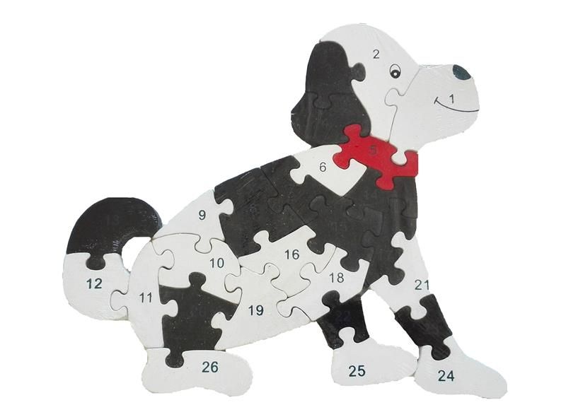 Wooden Puzzle - Dog White &amp; Black