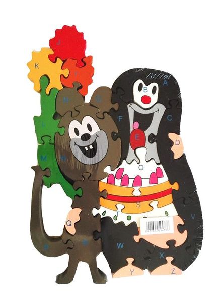Wooden Puzzle - Mouse &amp; Mole with Flower