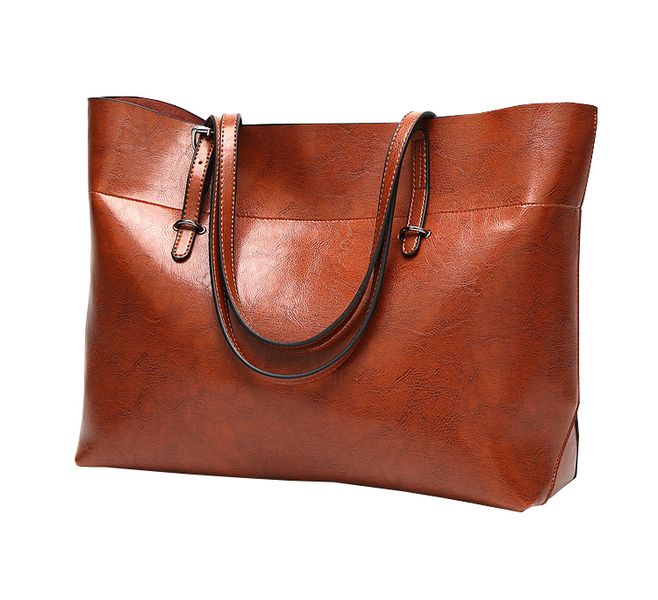 Women's PU Leather Handbag - Brown
