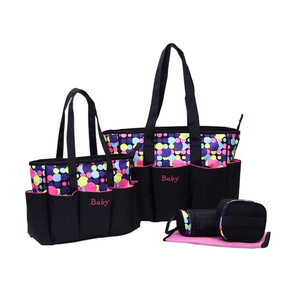 Large Waterproof Diaper Bag Set - Polka Dot
