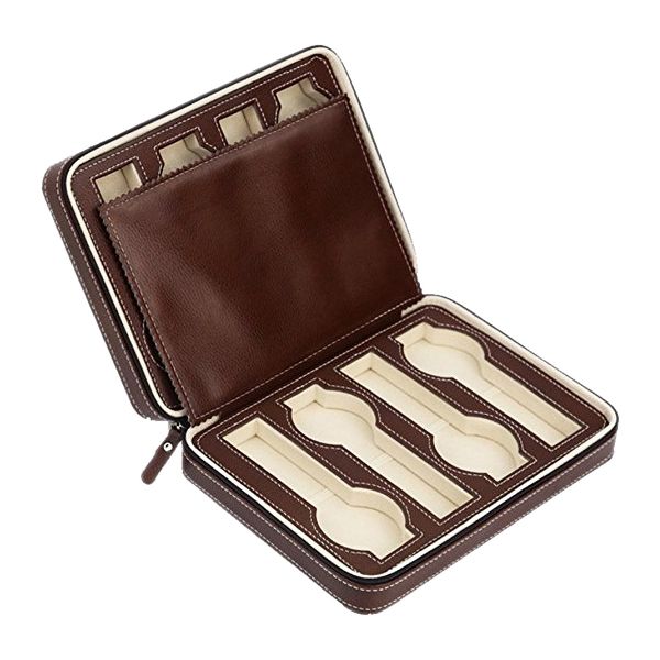 8-Slot Portable Travel Zippered Watch Case