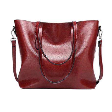 PU Leather Women s Tote Shoulder Bag Wine Red Shop Today. Get