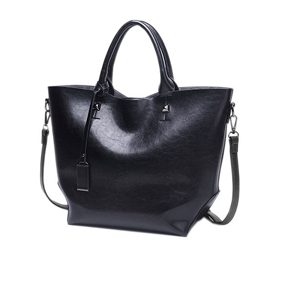 Top Handle Women's Satchel Handbag - Black