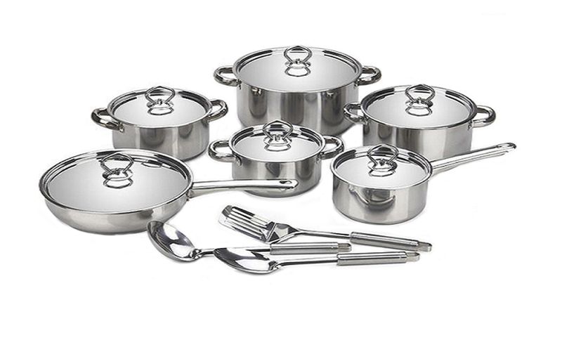 Cookware Stainless Steel Set with Lids - 15 Piece
