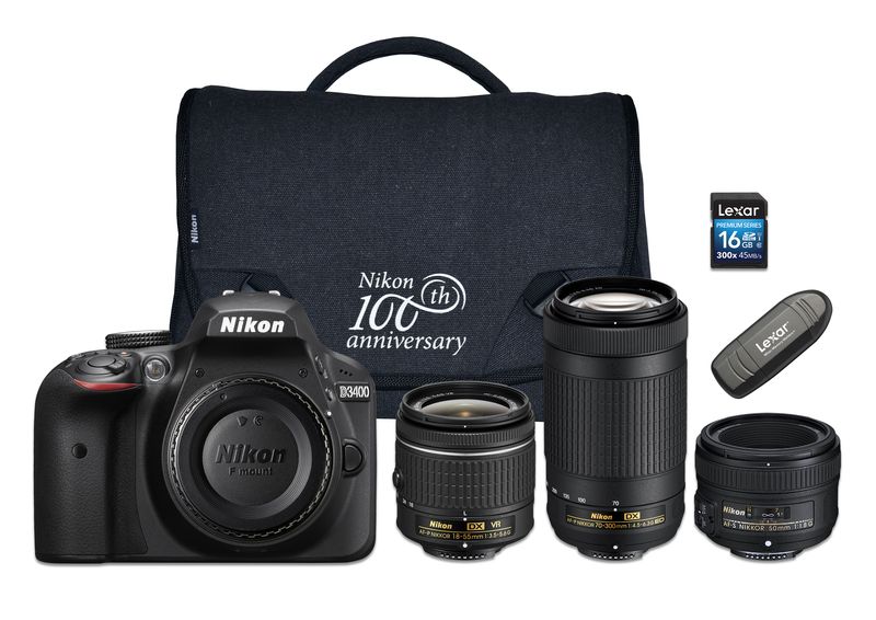 Nikon D3400 24.2MP DSLR Triple Lens Value Bundle