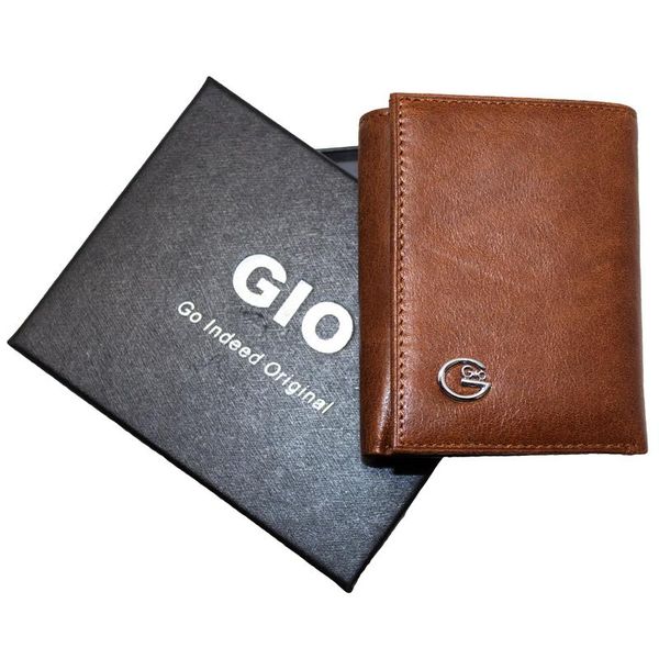 GIO-1624 Top Grain Genuine Leather Slim Compact Card Holder Wallet with Gift Box
