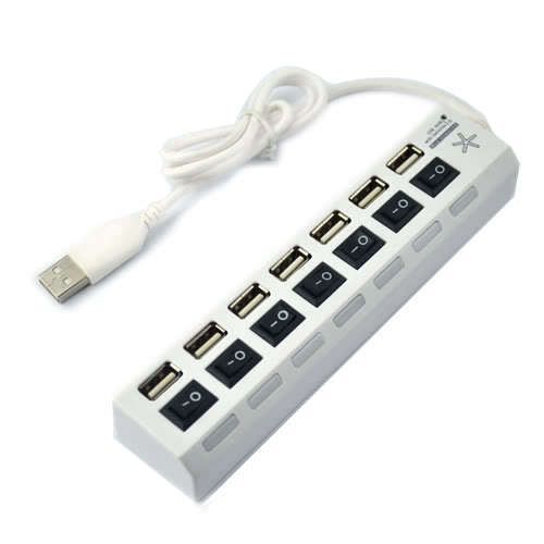 USB 2.0 High Speed 7-Port HUB - White