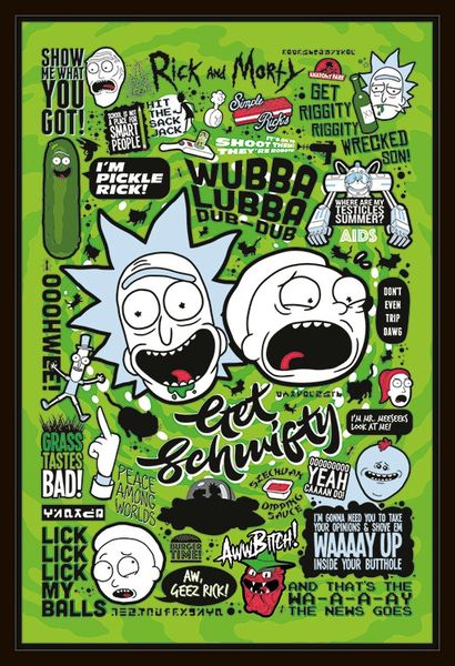 Rick &amp; Morty Quotes Poster with Black Frame