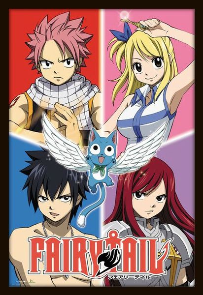Fairy Tail Quad Poster with Black Frame