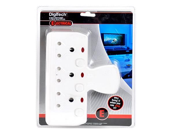 Digitech 6 Way T-Piece Multiplug - 3 x 16A &amp; 3 x 5A