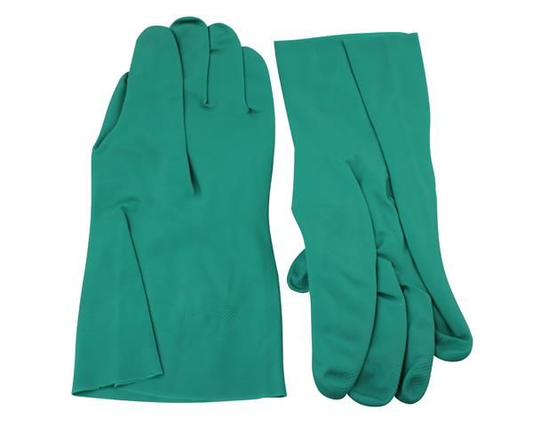 Skudo Nitrile Flock Lined Gloves - Green - Size: 9