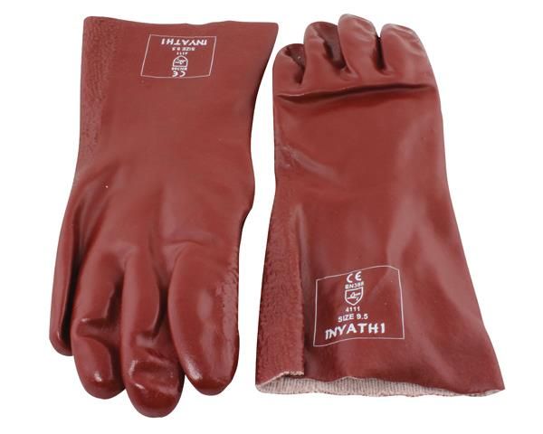 Skudo 35cm PVC Medium Duty Elbow Length Gloves - Red