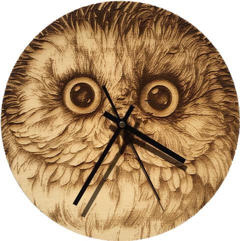 Wall Clock-Engraved Hardwood- OwlieEyes