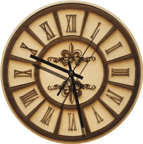 Wall Clock-Engraved Hardwood - Roman Dark