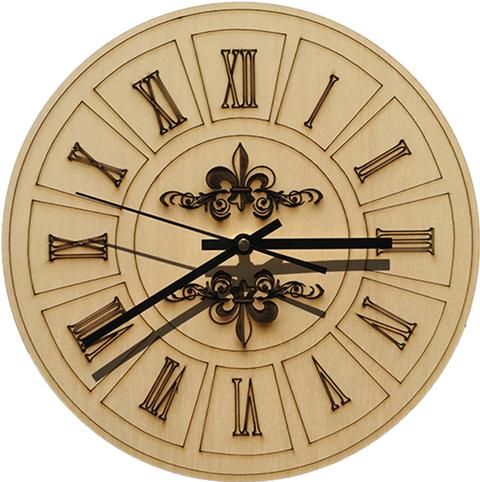 Wall Clock-Engraved Hardwood - Roman Light