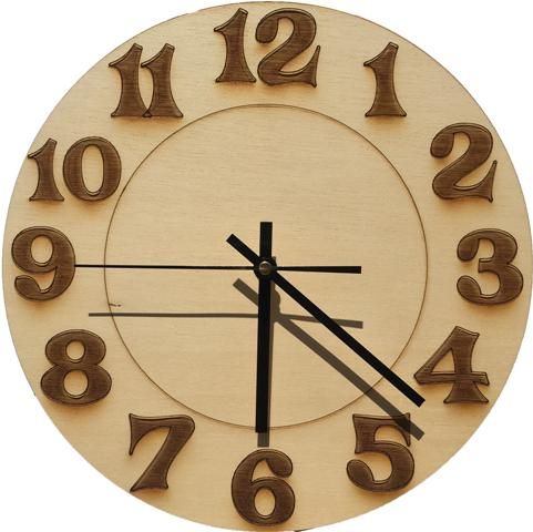 Wall Clock-Engraved Hardwood - Numbers