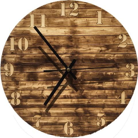 Wall Clock-Engraved Hardwood - Woodlook Horizontal